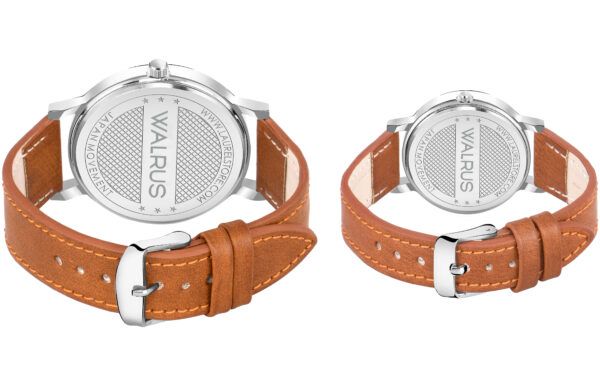 Walrus Silver Dial Analog Leather Strap Wrist Watch For Couple