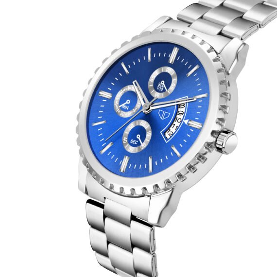 Walrus E Series Blue Dial Wrist Watch For Men With Day Date Function & Artificial Chronograph Display