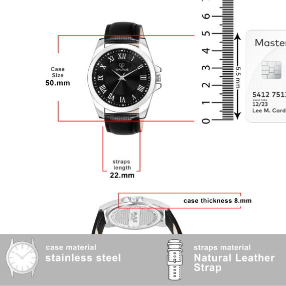 Walrus Black Dial Analog Leather Strap Wrist Watch For Men