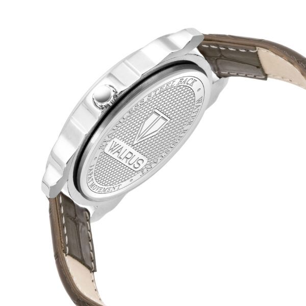 Walrus White Dial Analog Day Date Function Leather Strap Wrist Watch For Men