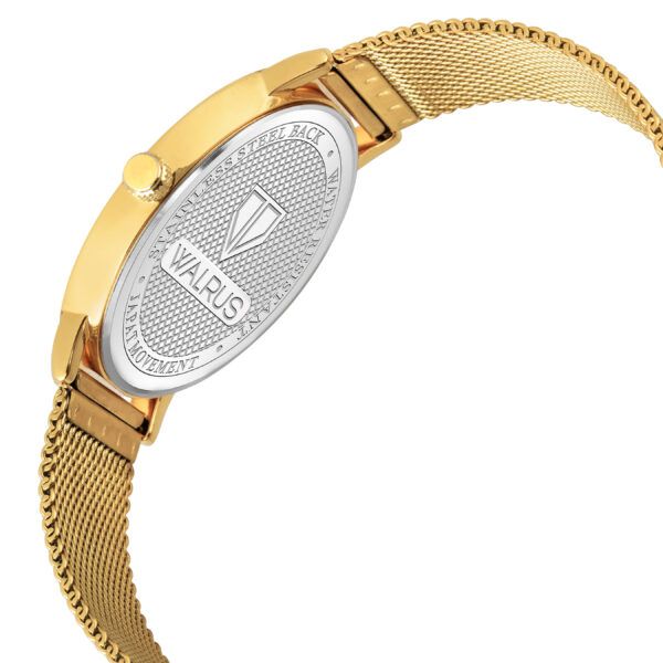 Walrus Gold Dial Analog Brass Chain Wrist Watch For Men With PUSH Button Lock