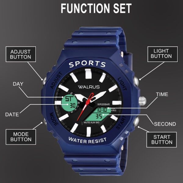 Walrus Blue Analog Digital Wrist Watch For Men