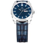 Walrus Blue Dial Analog Day Date Function Leather Strap Wrist Watch For Men