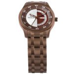 Walrus Brown Dial Analog Brass Chain Wrist Watch For Men With PUSH Button Lock