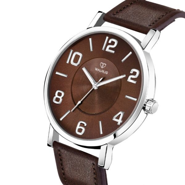 Walrus Brown Dial Analog Leather Strap Wrist Watch For Men
