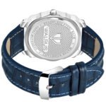 Walrus Blue Dial Analog Day Date Function Leather Strap Wrist Watch For Men