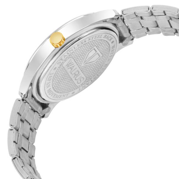 Walrus Silver Dial Analog Day Date Function Metal Chain Wrist Watch For Men With PUSH Button Lock