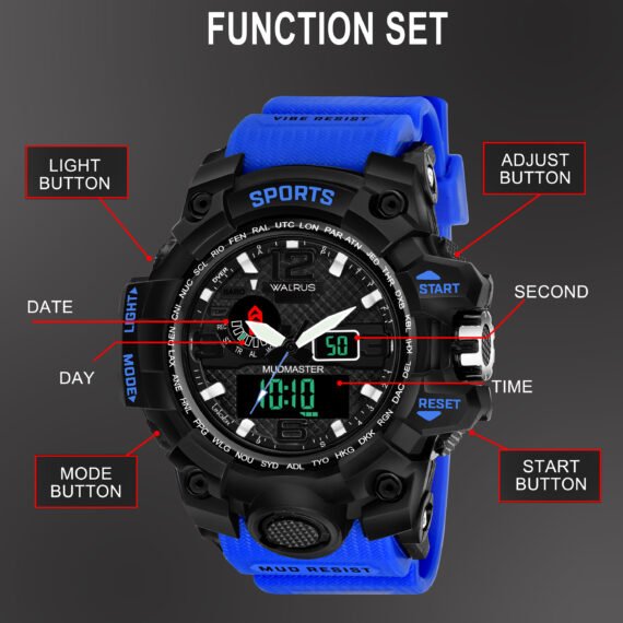 Walrus Black Analog Digital Wrist Watch For Men