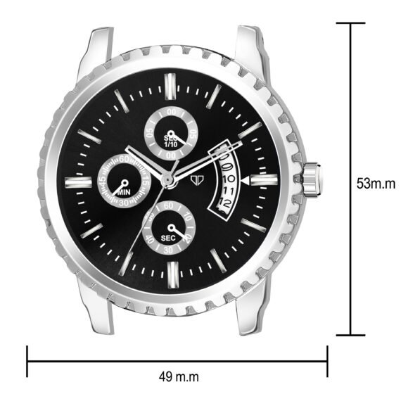 Walrus E Series Black Dial Wrist Watch For Men With Day Date Function & Artificial Chronograph Display