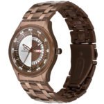 Walrus Brown Dial Analog Brass Chain Wrist Watch For Men With PUSH Button Lock