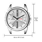 Walrus Silver Dial Analog Day Date Function Metal Chain Wrist Watch For Men With PUSH Button Lock