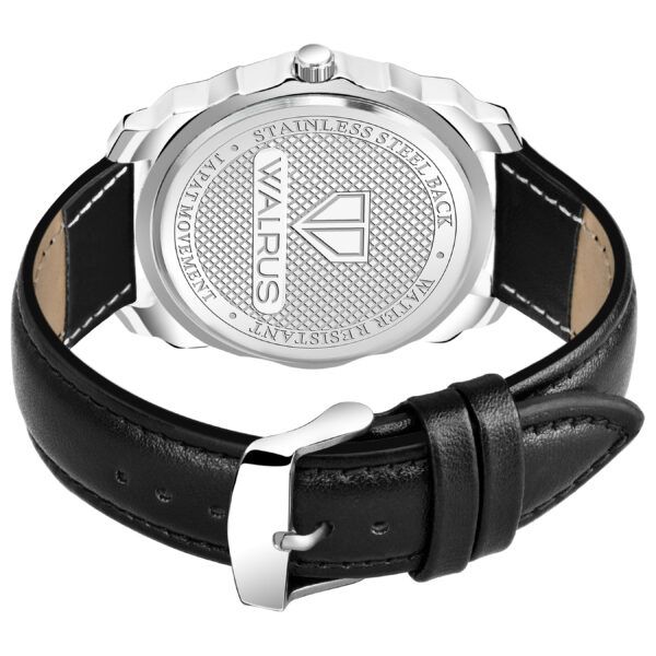 Walrus Black Dial Analog Day Date Function Leather Strap Wrist Watch For Men
