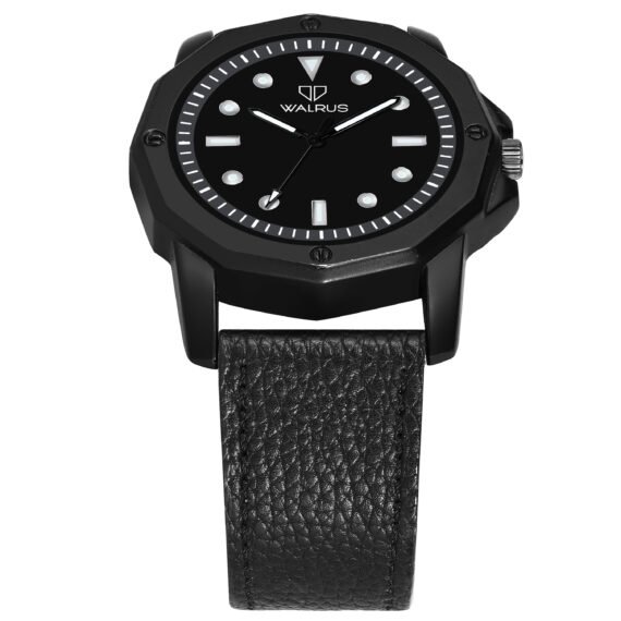 Walrus Black Dial Analog Leather Strap Wrist Watch For Men