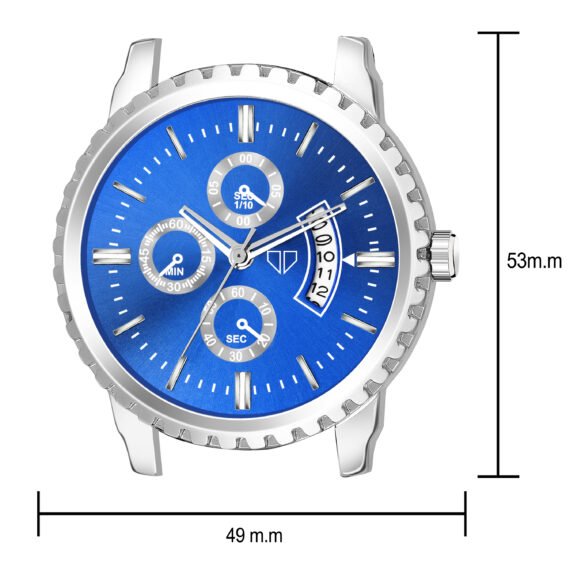 Walrus E Series Blue Dial Wrist Watch For Men With Day Date Function & Artificial Chronograph Display