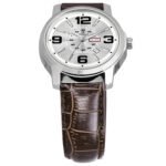 Walrus Silver Dial Analog Day Date Function Leather Strap Wrist Watch For Men
