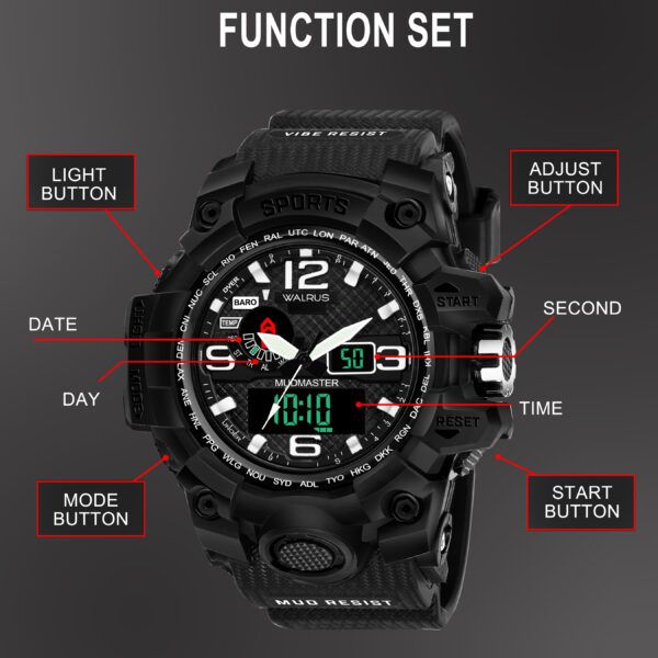 Walrus Black Analog Digital Wrist Watch For Men