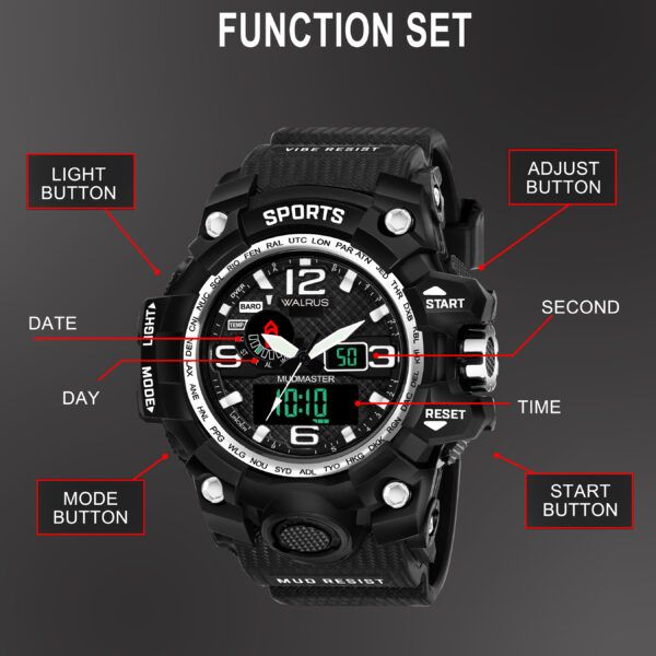 Walrus Silver Analog Digital Wrist Watch For Men