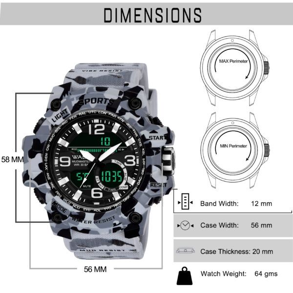 Walrus Sliver Analog Digital Wrist Watch For Men