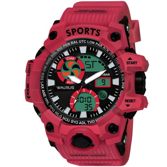 Walrus Red Analog Digital Wrist Watch For Men