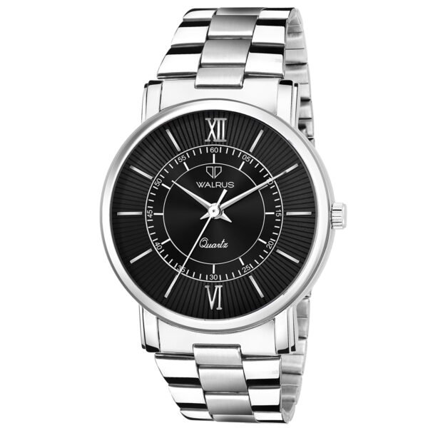 Walrus Black Dial Analog Metal Chain Wrist Watch For Men