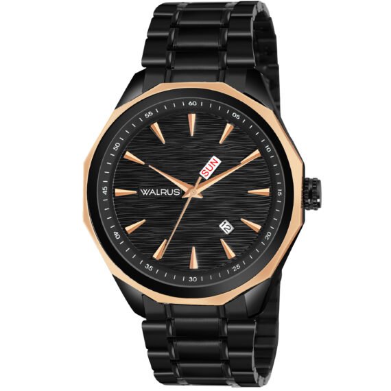 Walrus Black Dial Analog Leather Strap Wrist Watch For Men