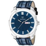 Walrus Blue Dial Analog Day Date Function Leather Strap Wrist Watch For Men