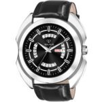 Walrus Black Dial Analog Day Date Function Leather Strap Wrist Watch For Men