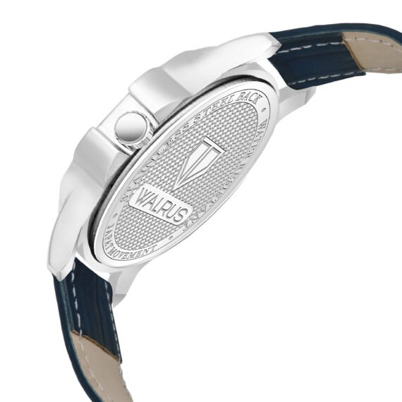 Walrus Blue Dial Analog Day Date Function Leather Strap Wrist Watch For Men