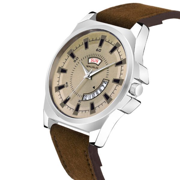 Walrus Brown Dial Analog Date Date Leather Strap Wrist Watch For Men