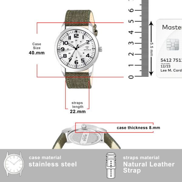 Walrus Silver Dial Analog Leather Strap Wrist Watch For Men