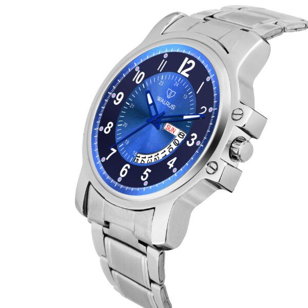 Walrus Invictus Series Blue Dial Men Metallic Wristwatch With Day & Date Function