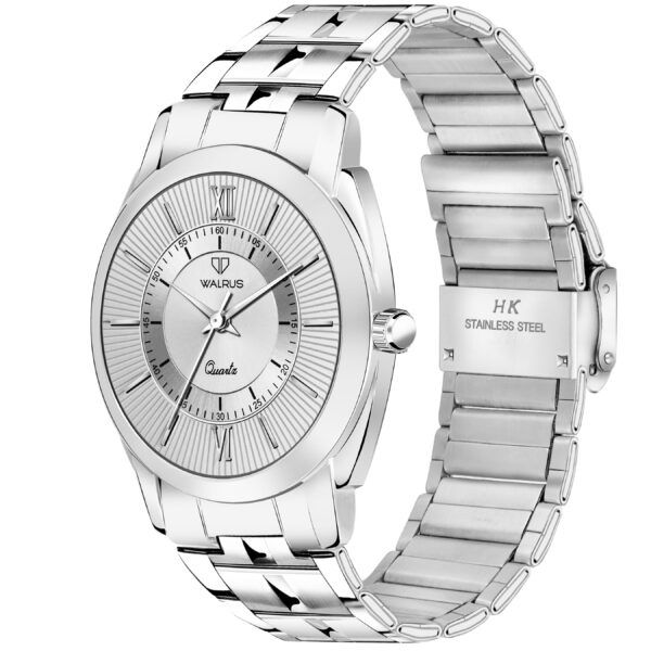Walrus Silver Dial Analog Metal Chain Wrist Watch For Men