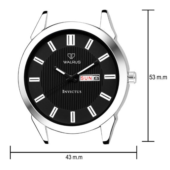 Walrus Invictus III Series Black Dial Men Metallic Wristwatch With Day & Date Function