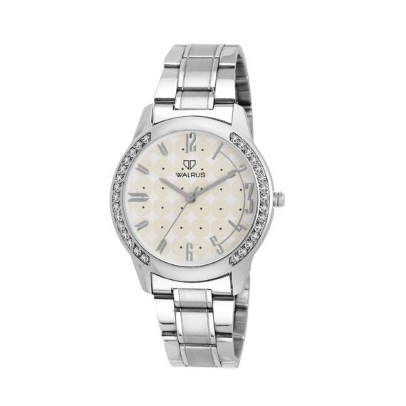 Walrus White Dial Analog Metal Chain Wrist Watch For Women
