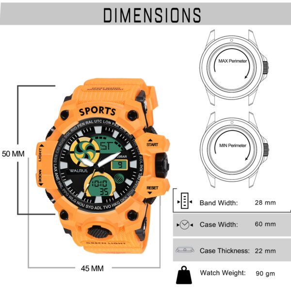 Walrus Yellow Analog Digital Wrist Watch For Men