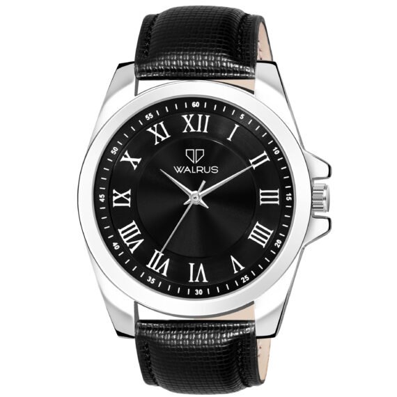 Walrus Black Dial Analog Leather Strap Wrist Watch For Men