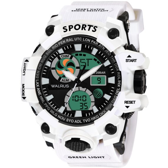 Walrus White Analog Digital Wrist Watch For Men