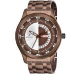 Walrus Brown Dial Analog Brass Chain Wrist Watch For Men With PUSH Button Lock