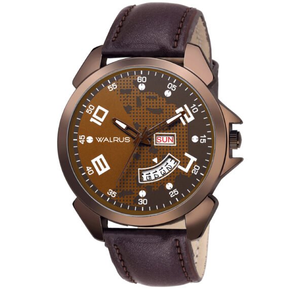 Walrus Invictus XXII Series Brown Dial Wrist Watch For Men With Day & Date Function