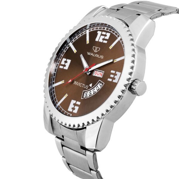 Walrus Brown Dial Analog Day Date Function Metal Chain Wrist Watch For Men