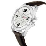 Walrus Silver Dial Analog Date Date Leather Strap Wrist Watch For Men