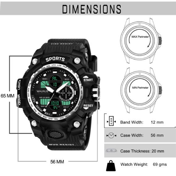 Walrus Silver Analog Digital Wrist Watch For Men
