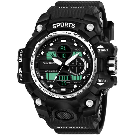 Walrus Silver Analog Digital Wrist Watch For Men