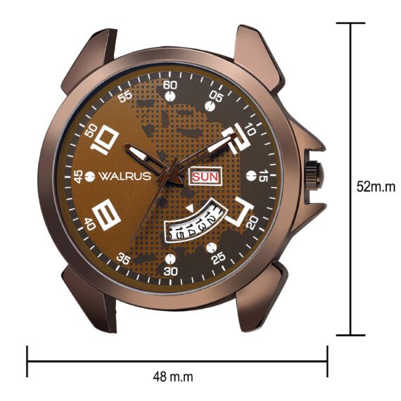 Walrus Invictus XXII Series Brown Dial Wrist Watch For Men With Day & Date Function