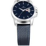 Walrus Blue Dial Analog Day Date Function Leather Strap Wrist Watch For Men