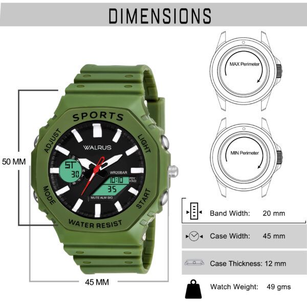 Walrus Green Analog Digital Wrist Watch For Men