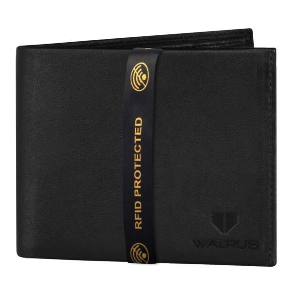 Walrus Elite VI Black Premium Genuine Leather Bi Fold Men Wallet